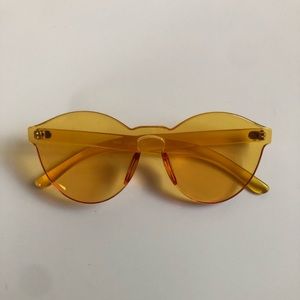 Orange One Piece Rimless Tinted Sunglasses
